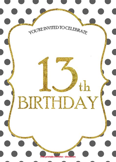 13th Birthday Invitation Templates